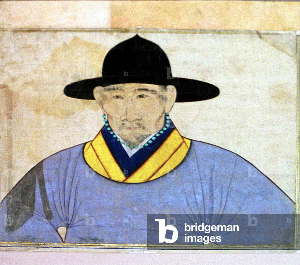 Central Asia / China: A badly faded but distinctively Chinese figure, Siyah Kalem School, 15th century