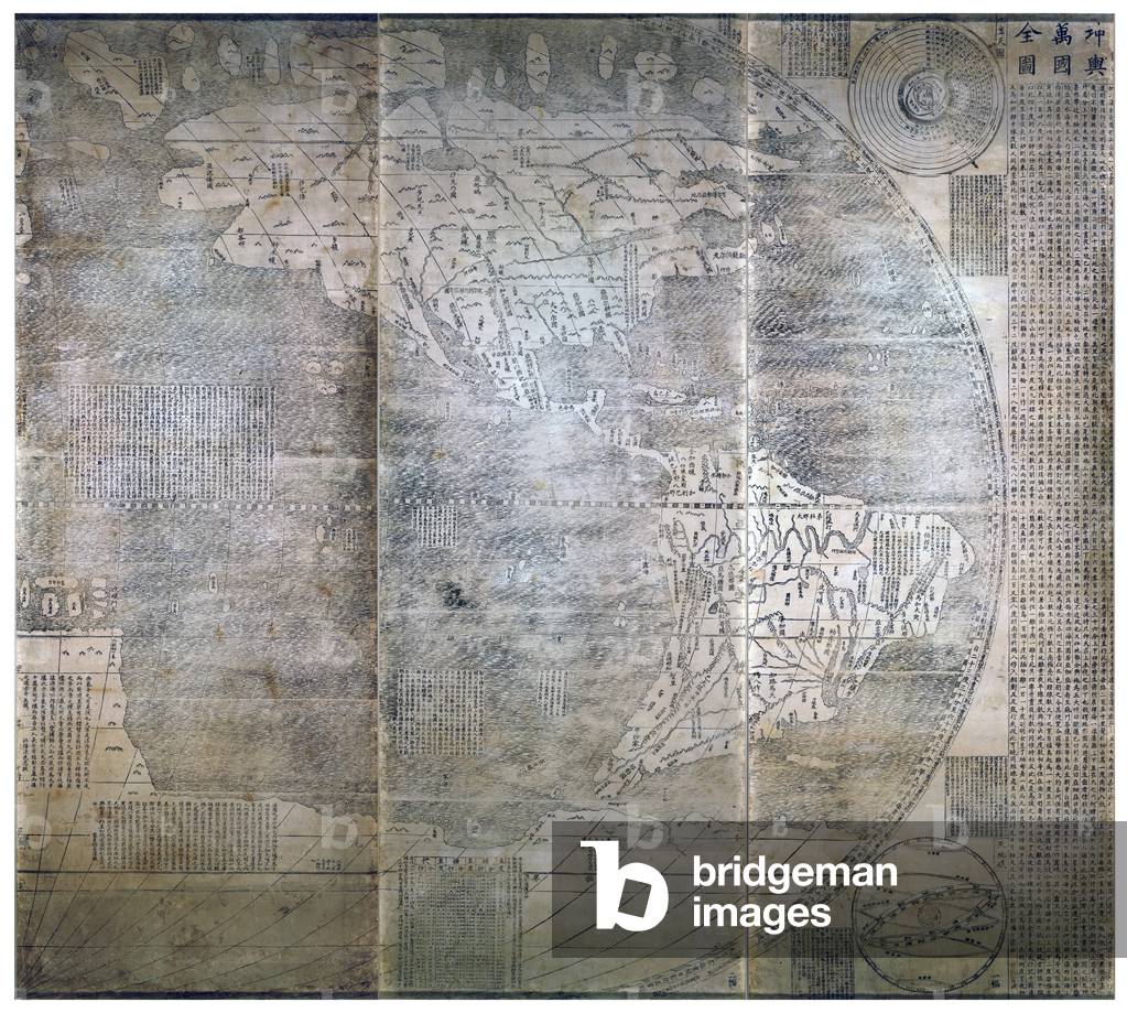 China: Kunyu Wanguo Quantu, 'A Map of the Myriad Countries of the World', Western Hemisphere. Matteo Ricci, Beijing, 1602