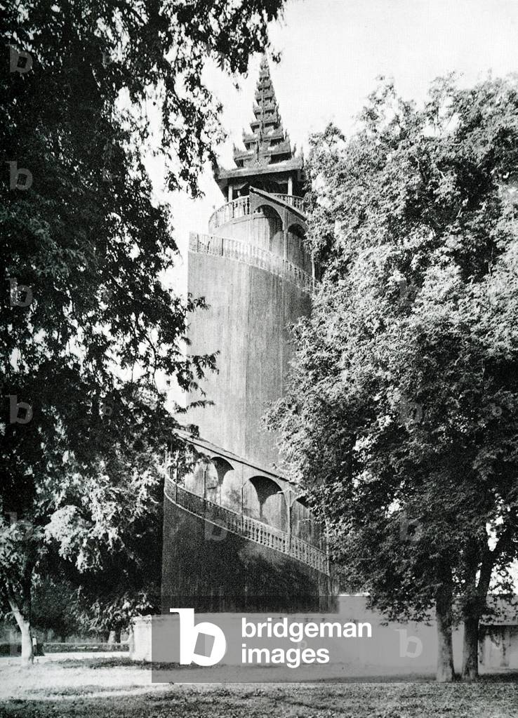 Burma/ Myanmar: The watchtower at Mandalay Palace, c.1920s.
