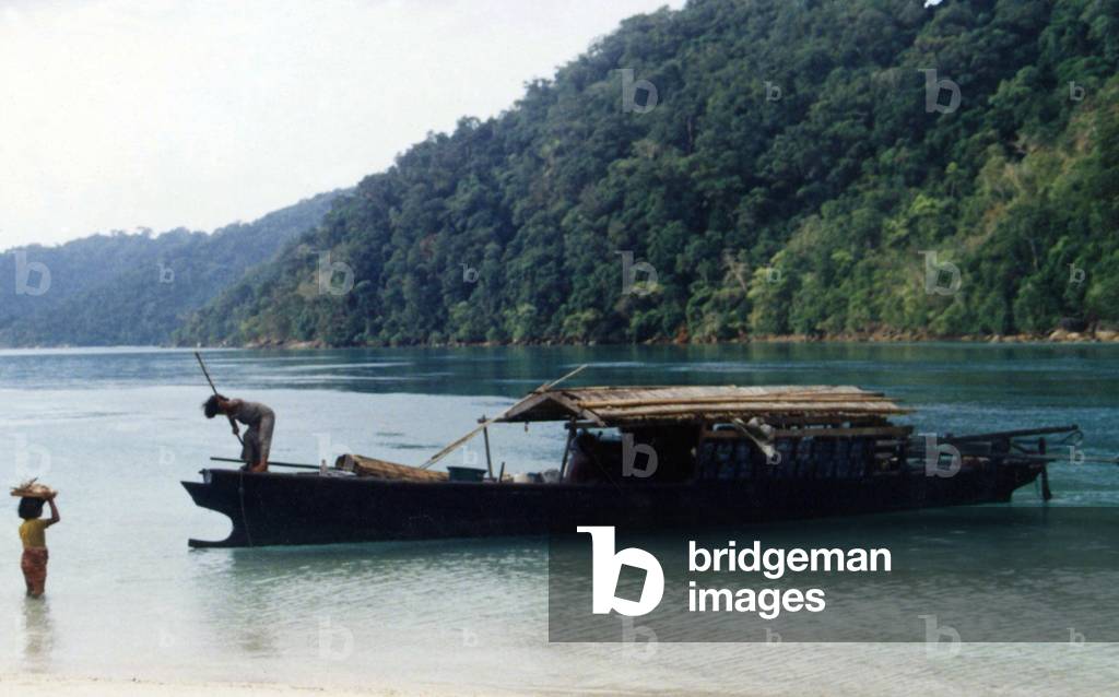 Thailand: Chao Thalae 'Sea Gypsy' children with boat, Phuket, c.1960