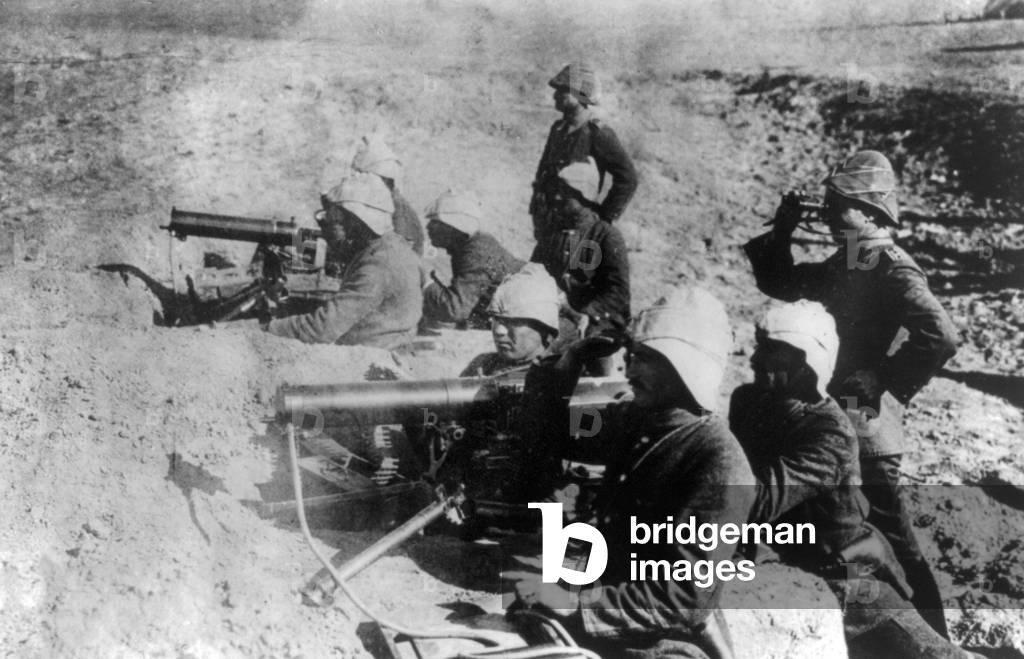 Turkey: Turkish machine gun units at the Dardanelles, Gallipoli Campaign, 1915