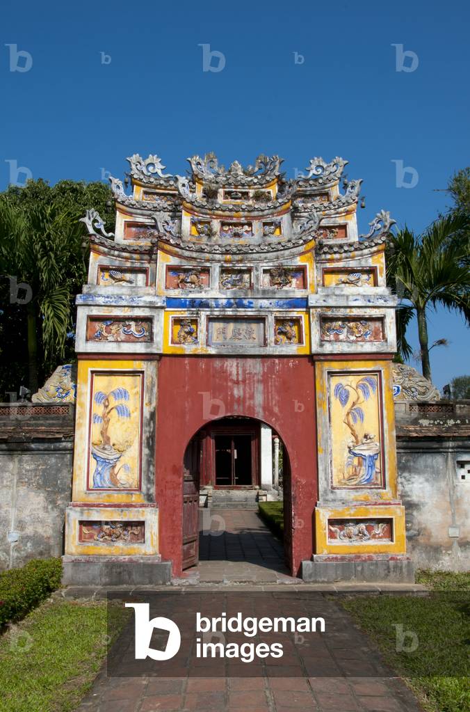 Vietnam: Gate leading in to the  Hung Mieu ancestral temple, The Imperial City, The Citadel, Hue