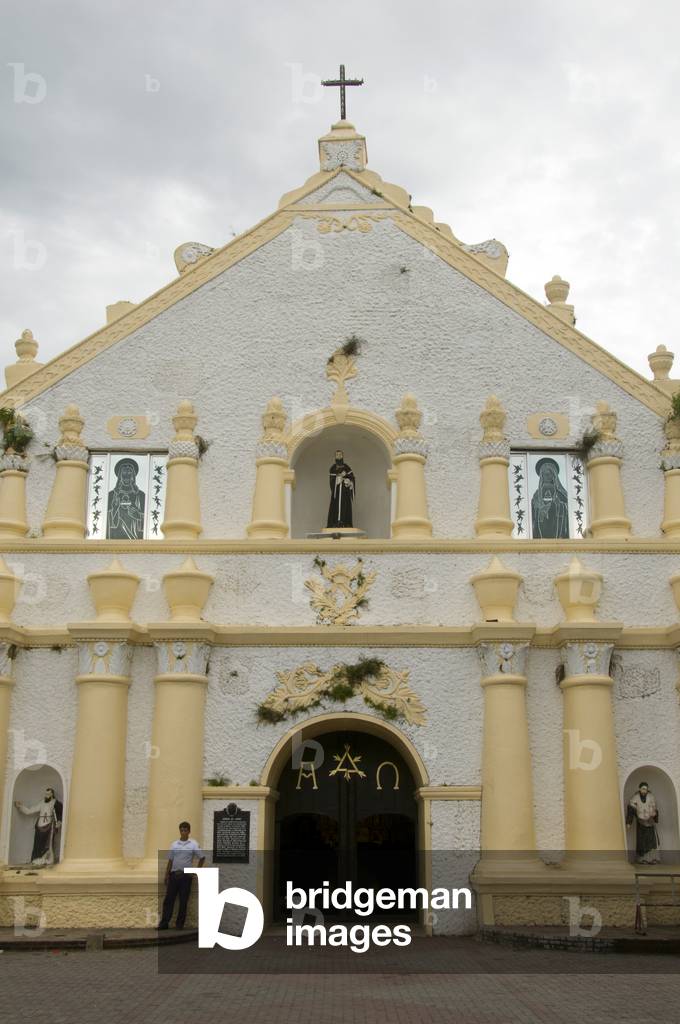 Philippines: The facade of St. William's Cathedral, Laoag, Ilocos Norte, Luzon Island
