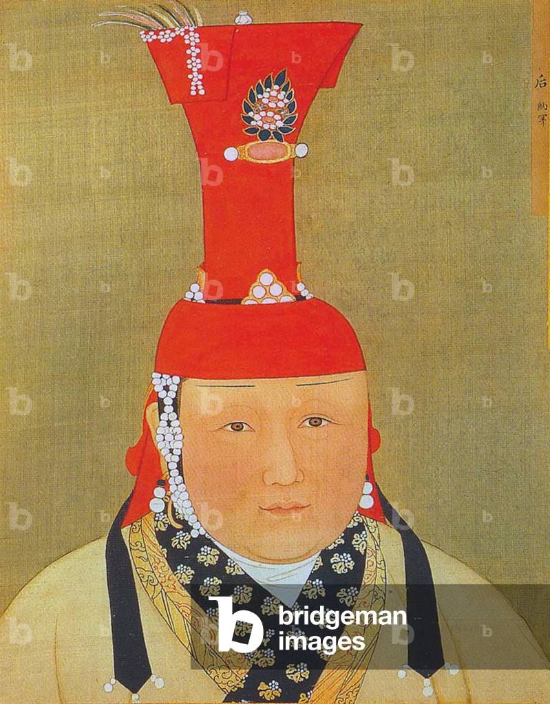 Mongolia / China: a Yuan imperial consort named Nahan, her husband is not indicated. Paint and ink on silk.