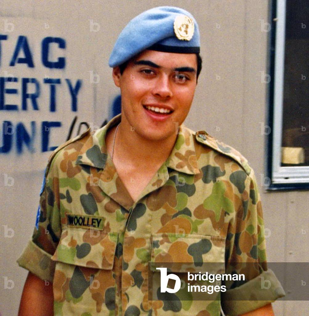 Cambodia: UNTAC (United Nations Transitional Authority in Cambodia) soldier in UNTAC uniform, 1992-3.