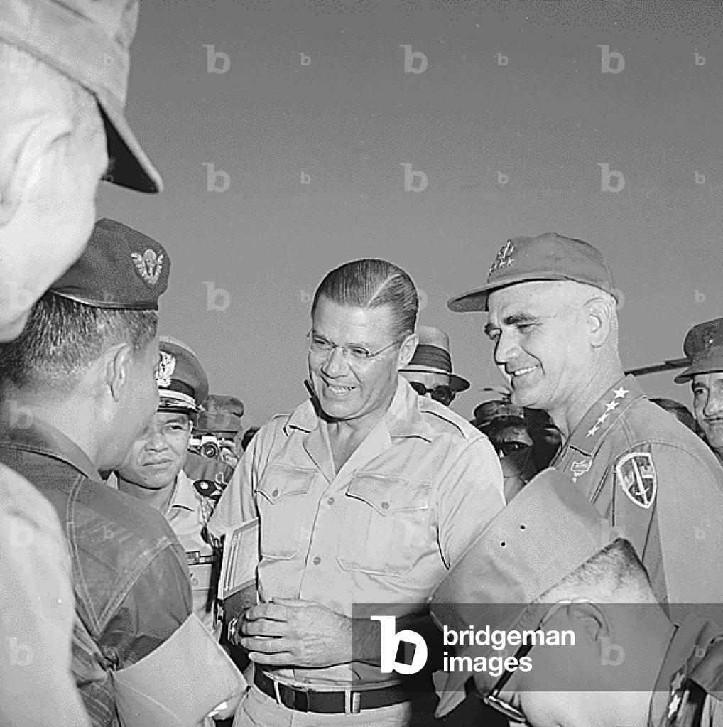Vietnam: US Secretary of Defense Robert McNamara  and General Westmoreland, Vietnam Assistance Command Commander in Danang (1965).