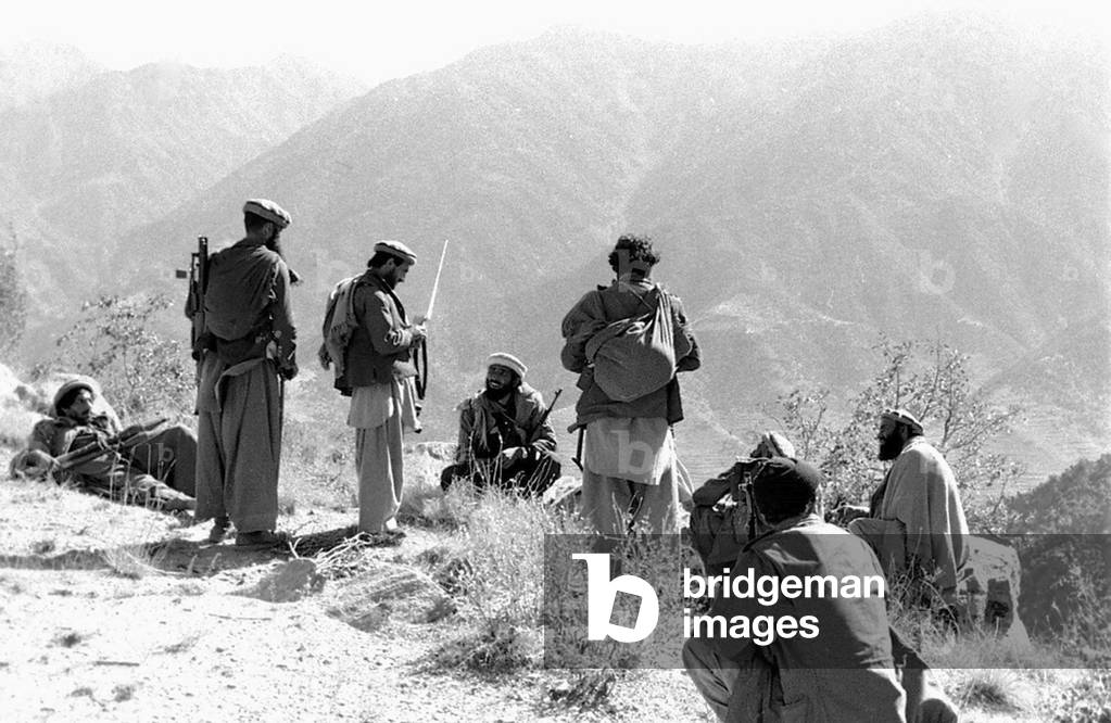Afghanistan: A mujahideen mortar position in Kunar Province, 1987.
