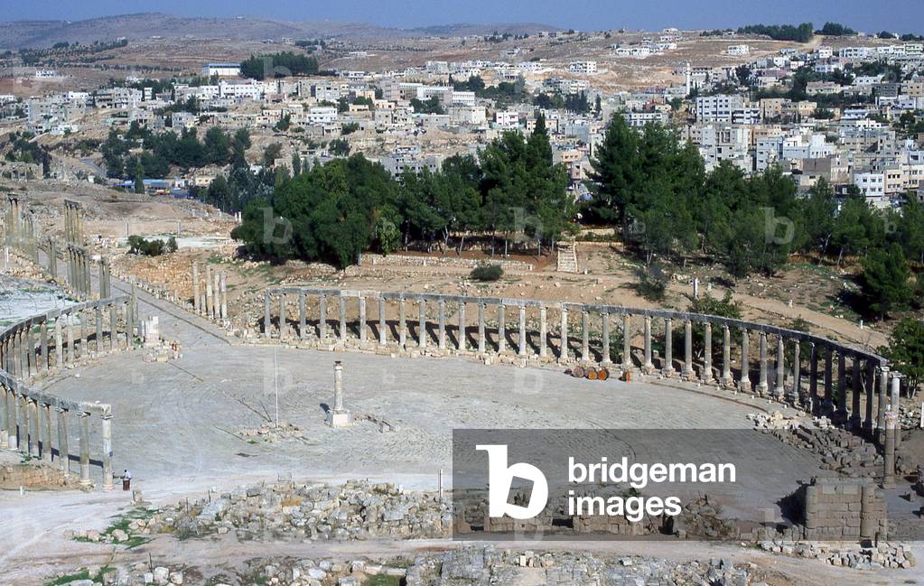 Jordan: The Oval Forum in the ancient Greco-Roman city of Jerash