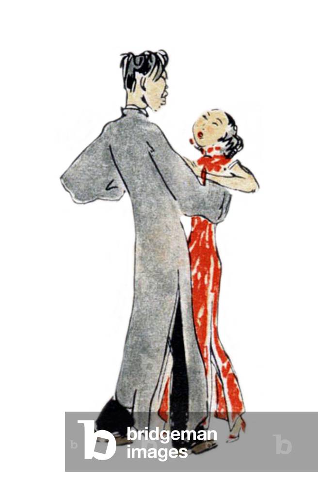 China: A sketch of Nightlife in Old Shanghai in the 1930s.