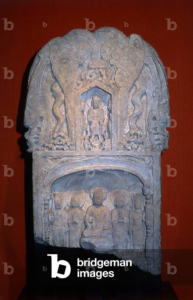 China: Stone Buddhist stele, Northern Qi Dynasty (550 - 577 CE), Shanghai Museum, Shanghai