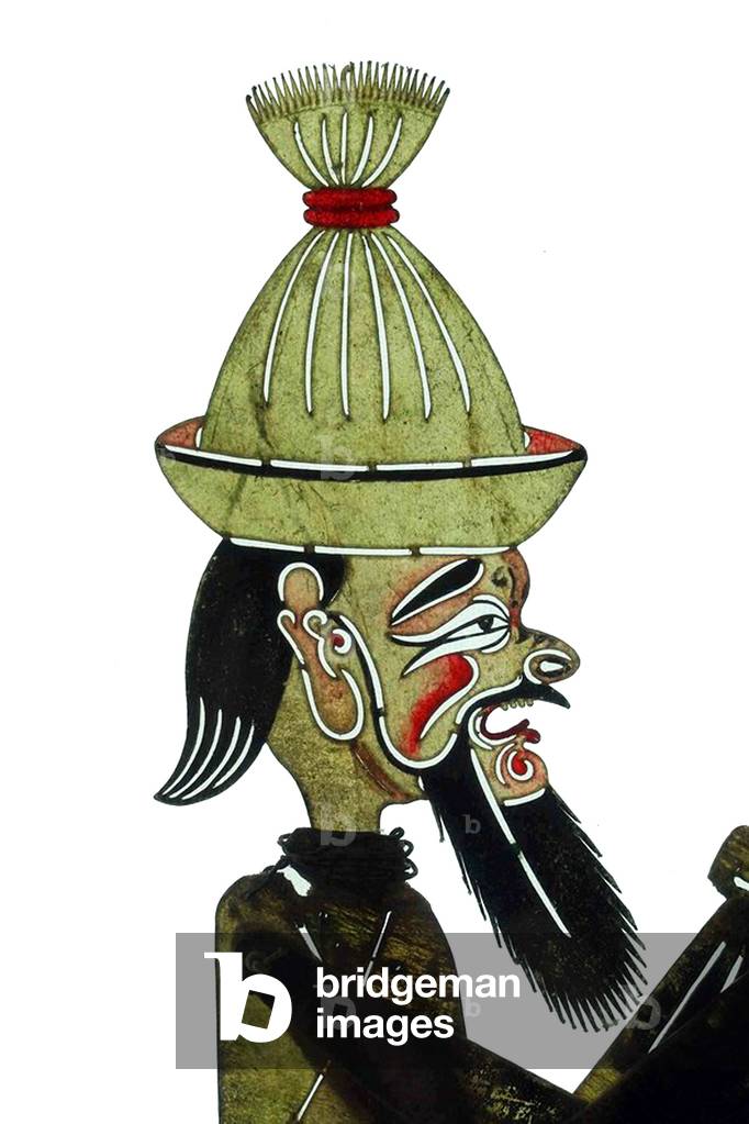 China: Detail of male shadow puppet,  Shanxi or Gansu Province, 20th century