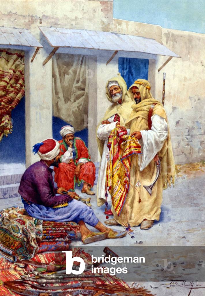 Middle East / Italy: 'The Carpet Sellers', Giulio Rosati (1858-1917)