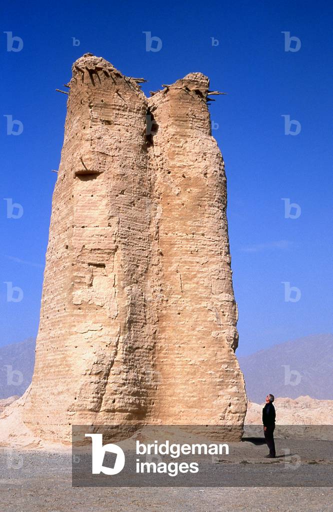 China: The Kizilgah Beacon Tower west of Kuqa, Xinjiang Province