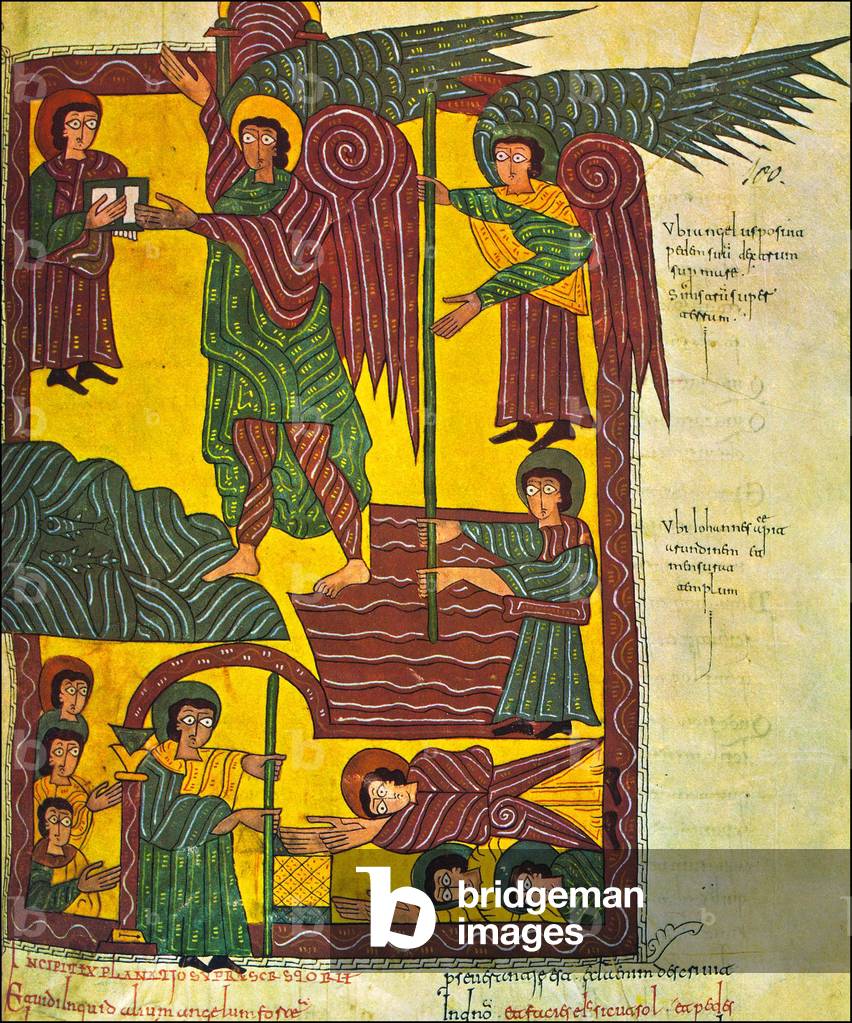 Spain: The Angel, the Book, and Measuring the Temple. From the Escatorial Beatus version of the Apocalypse (10th century).