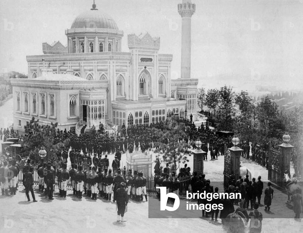 Turkey: Ottoman ceremony at the Hamidiye Mosque in Yildiz District, Istanbul, c. 1890