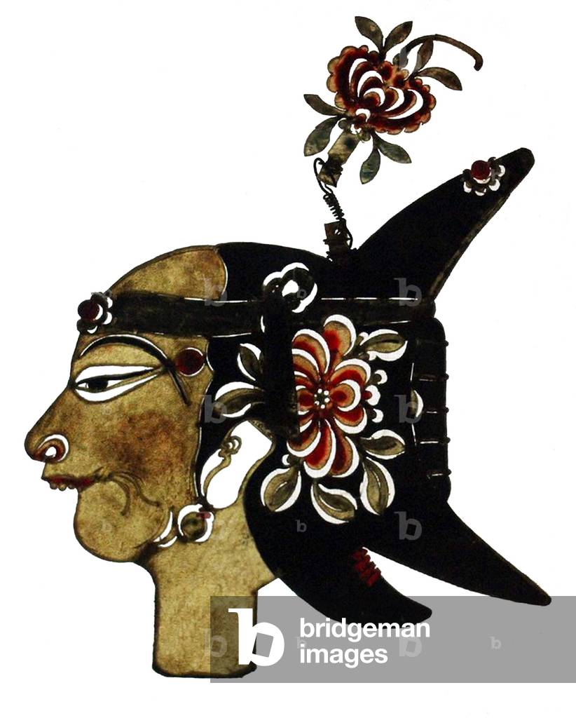 China: Detail of a shadow puppet of an old woman, Sichuan or Qinghai, early 20th century