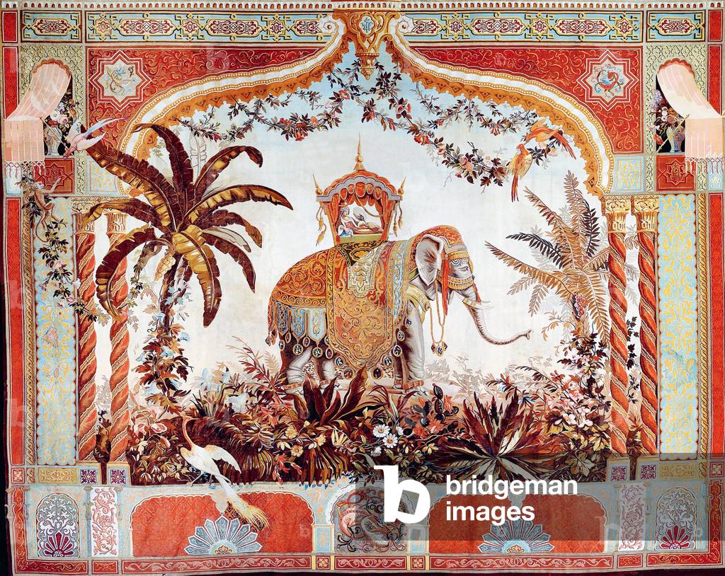 India: An elaborate orientalist wall hanging, c. late 19th century British Raj