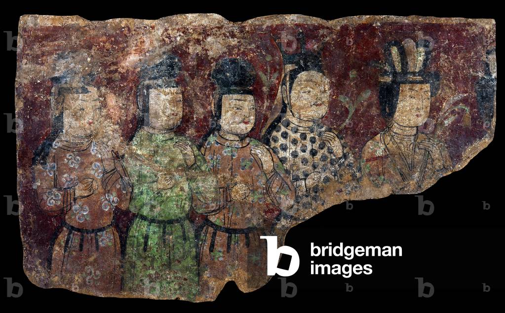 China: A group of Uighur donors, Karashahr, Xinjiang, 9th-10th century