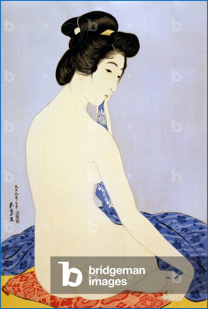Japan: The model Tomi after a bath. Hashiguchi Goyo (1880-1921).