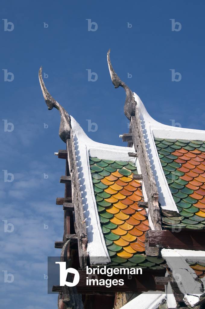 Thailand: Roof detail, Wat Yai Suwannaram, Phetchaburi