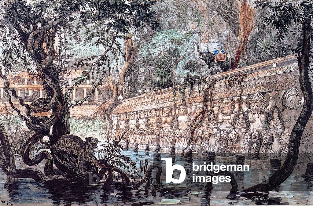 Cambodia: An illustration of the ruins around Angkor (from Le Monde Illustre, a 19th century French magazine)
