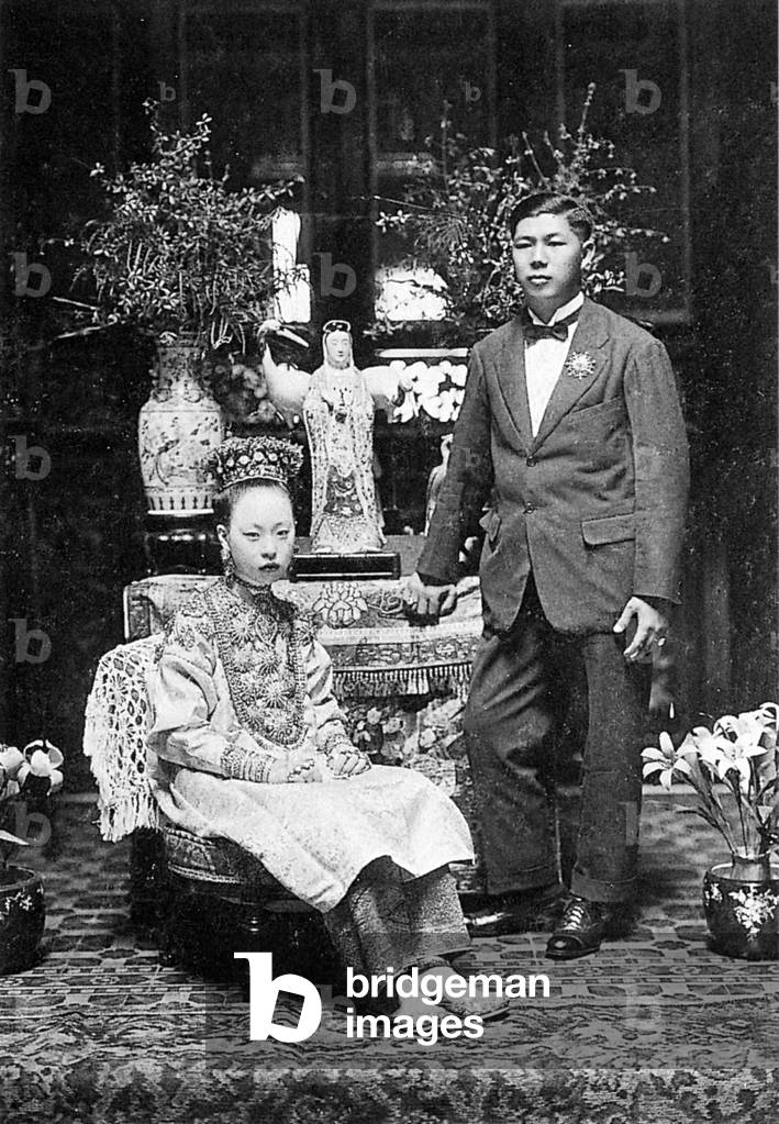 Malaysia / Singapore: A Peranakan bride and groom, Penang, early-mid 20th century
