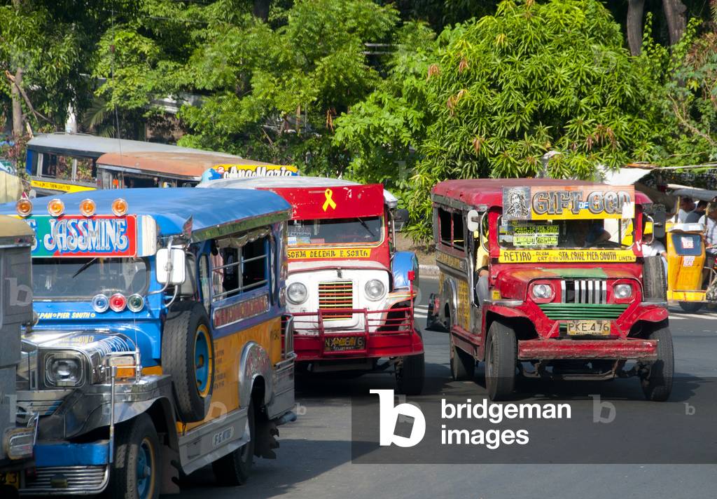 Philippines: Jeepneys, Anda Circle, Bonifacio Drive, near Intramuros, Manila