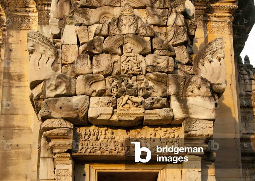 Thailand: A lintel in the central sanctuary, Prasat Hin Phimai, Phimai Historical Park, Nakhon Ratchasima Province. Phimai dates from the 11th and 12th century and was an important Khmer Buddhist temple and town in the Khmer empire