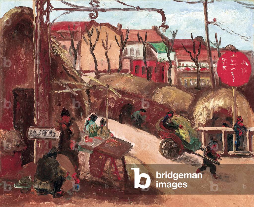 China / Taiwan: 'Street Scene', oil on canvas, Chen Cheng-po / Chen Chengbo (1895-1947), c. 1930