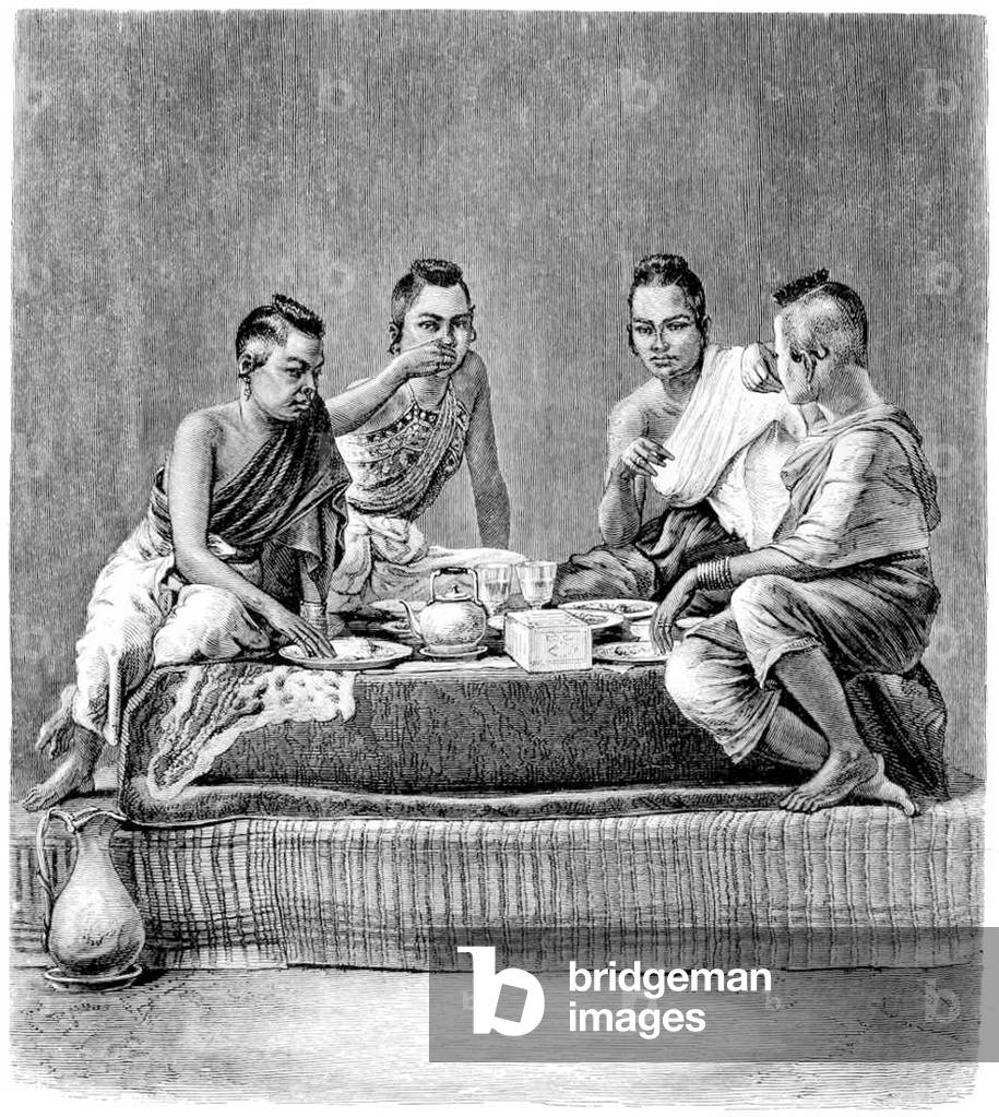 Thailand: 'Siamese Ladies at Dinner', from Henri Mouhot, 'Travels in the Central Parts of Indo-China (Siam), Cambodia, and Laos', London, 1864