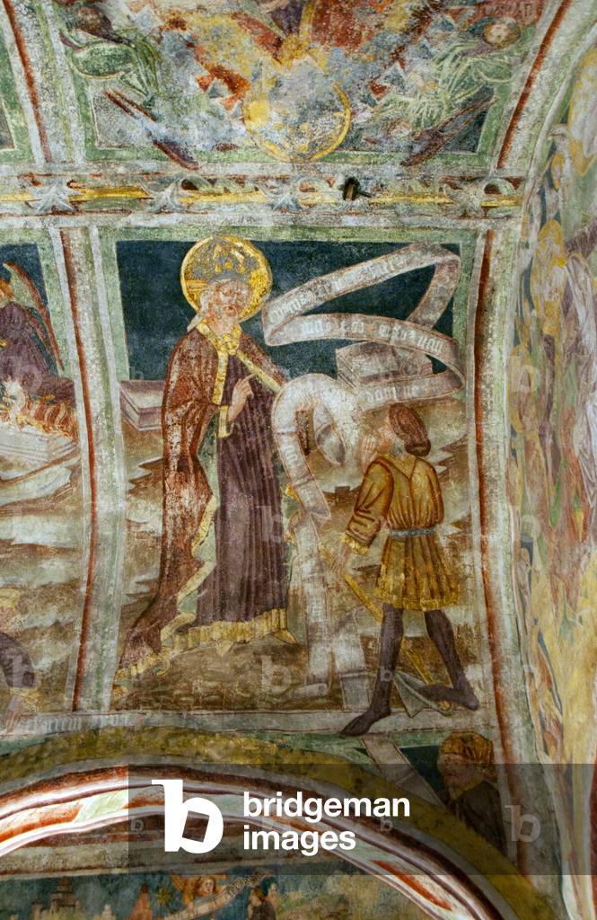Slovenia: 15th century fresco by John of Kastav (Johannes de Castua) showing a scene from the Creation of the Earth (Genesis, Old Testament) in the vault of the central nave, Holy Trinity Church, Hrastovlje, Rizana Valley
