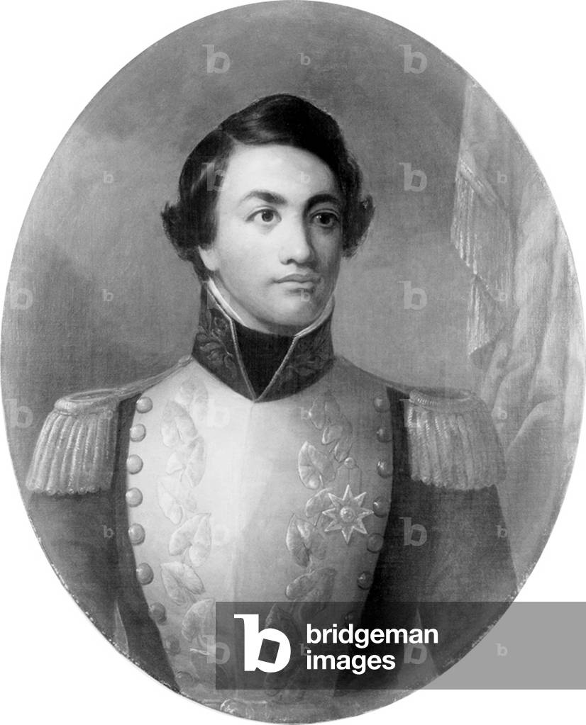 Hawaii: Kamehameha II (c. 1797 - July 14, 1824), second king of the Kingdom of Hawaii, in Prussian uniform c. 1831