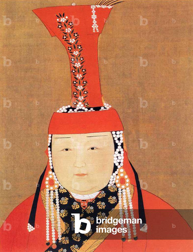 Mongolia / China: Chabi (died 1286), wife of Kublai Khan (r.1260-1294), the first Yuan Emperor Shizu. Paint and ink on silk.