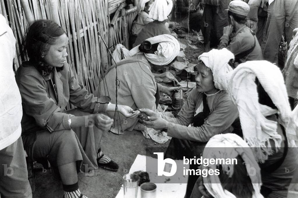 Burma / Myanmar: Opium for sale in Panghsang market, a Communist Party of Burma (CPB) controlled area, (c. 1985)