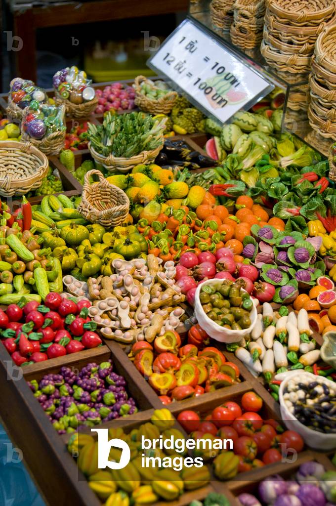 Thailand: Fruit and vegetable shaped miniatures for sale in the Chatuchak Weekend Market, Bangkok