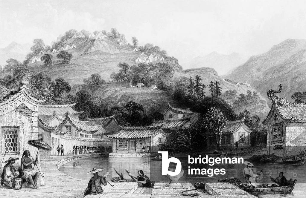 China: 'The British Encampment on Irgao Shan'. First Opium War (1839-1842) by Thomas Allom.