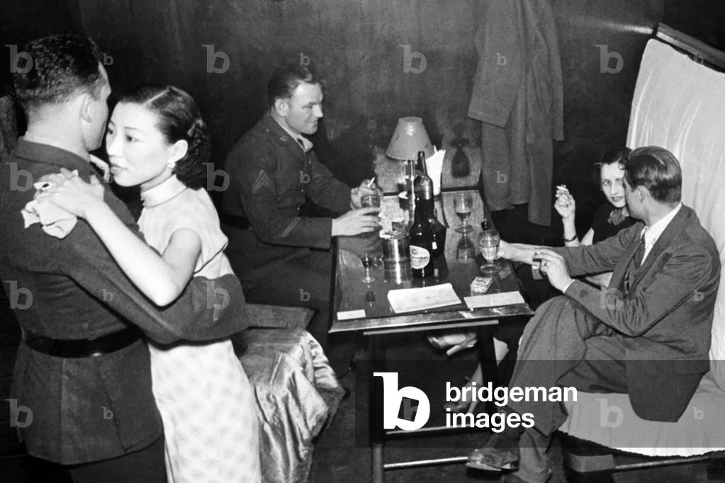 China: Allied troops at a dance hall in Shanghai soon after the defeat of Japan, c. 1945-1946