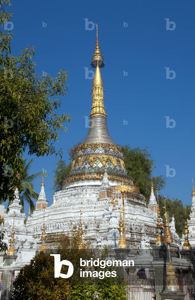 Thailand: Burmese-style chedi, Wat Saen Fang, Chiang Mai, northern Thailand