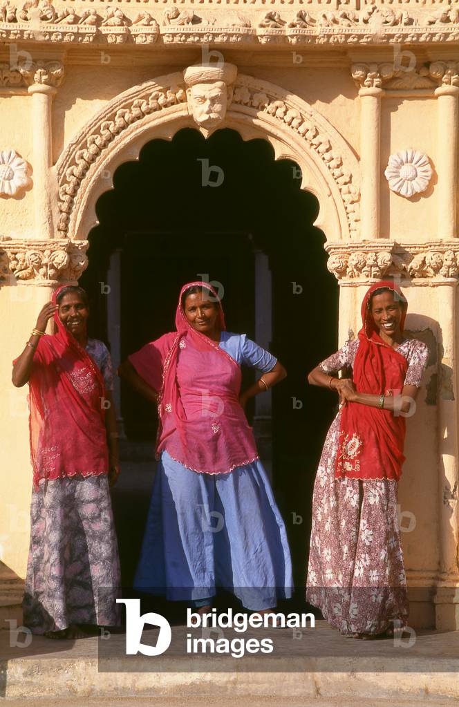 India: Kutchi women outside a temple, Kutch, Gujarat State
