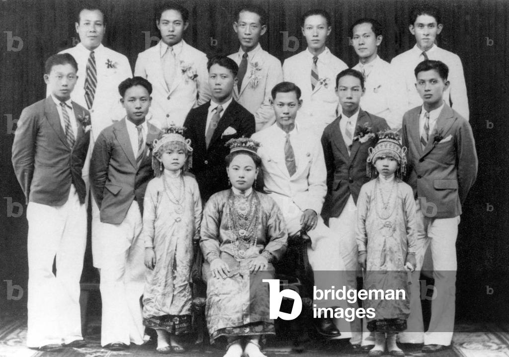 Thailand: A group of prosperous citizens of Phuket in 1942. The dress of the woman and two small girls indicate that they are ethnic Chinese 'Phuket Babas'