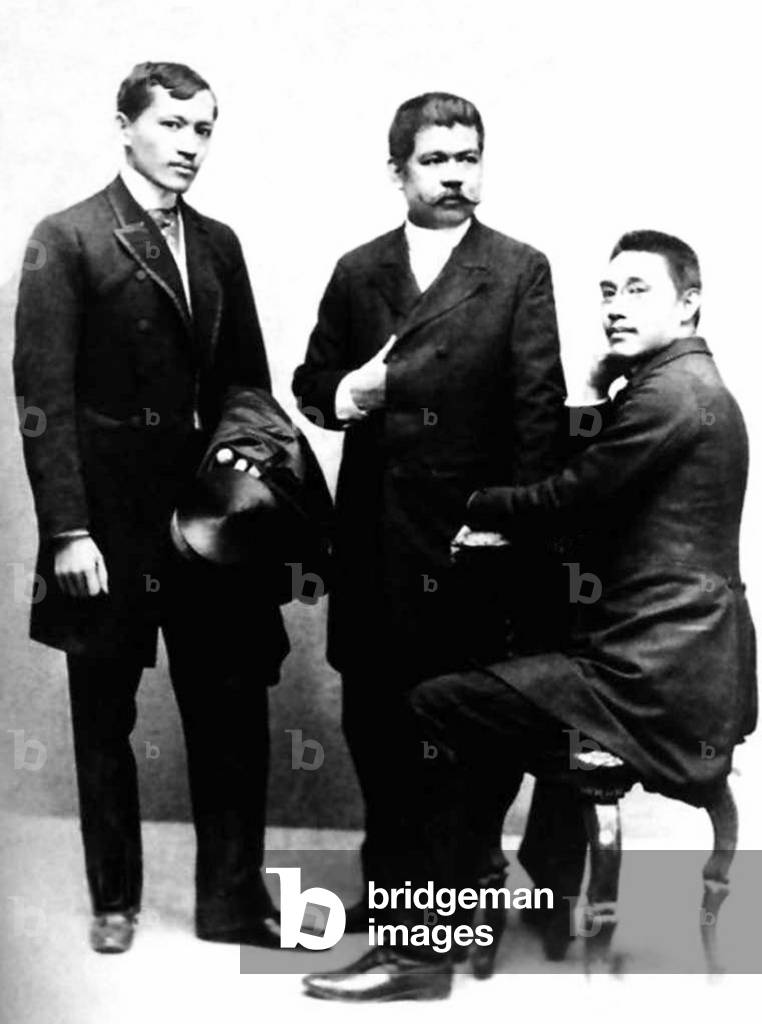 Philippines: Leaders of the Filipino nationalist reform movement in Spain, left to right Jose Rizal, Marcelo del Pilar, Mariano Ponce, c. 1890