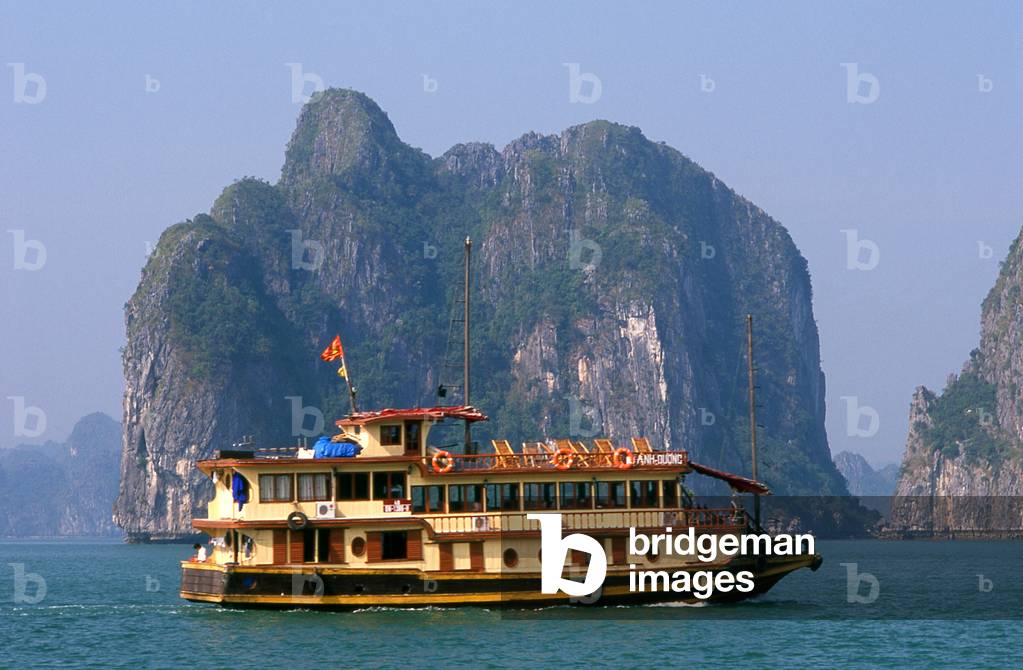 Vietnam: A tour boat in Halong Bay, Quang Ninh Province