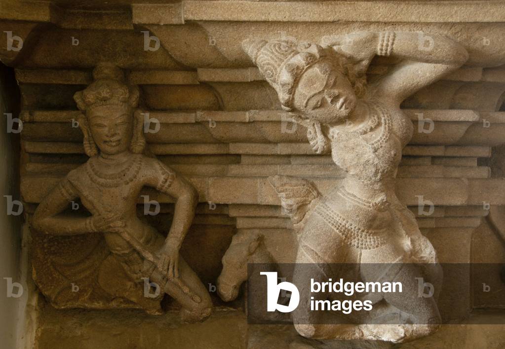 Vietnam: A dancer and a musician on the Pedestal of Dancers, Tra Kieu style (10th century), Cham Museum, Danang