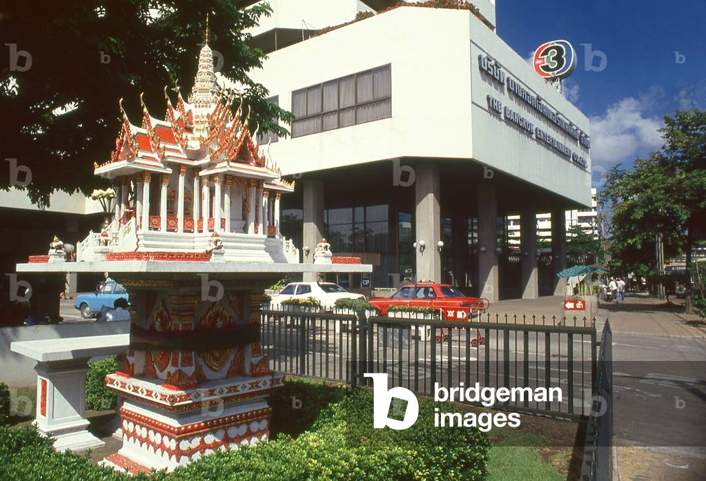 Thailand: A large spirit house on the grounds of Thai Television Channel 3, Bangkok (1989)