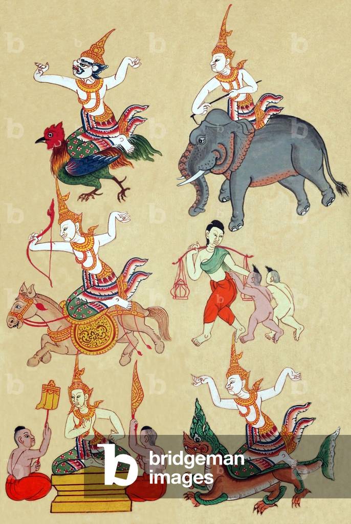 Thailand: Page from an illustrated manuscript of a 'prommachat' or divination manual, late 18th to mid-19th century