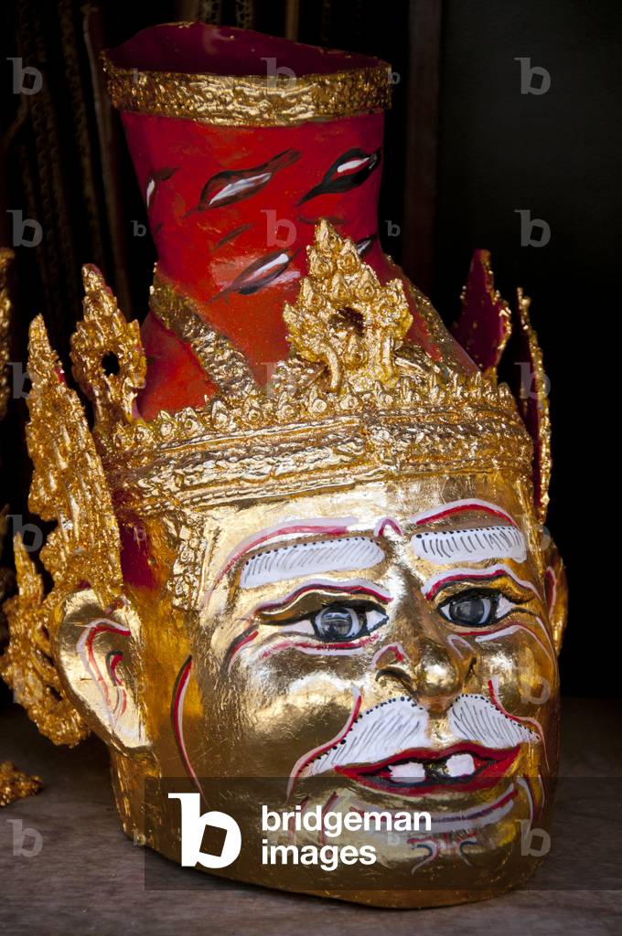 Thailand: Khon masks, amulet and religious paraphernalia market at Wat Ratchanatda, Bangkok
