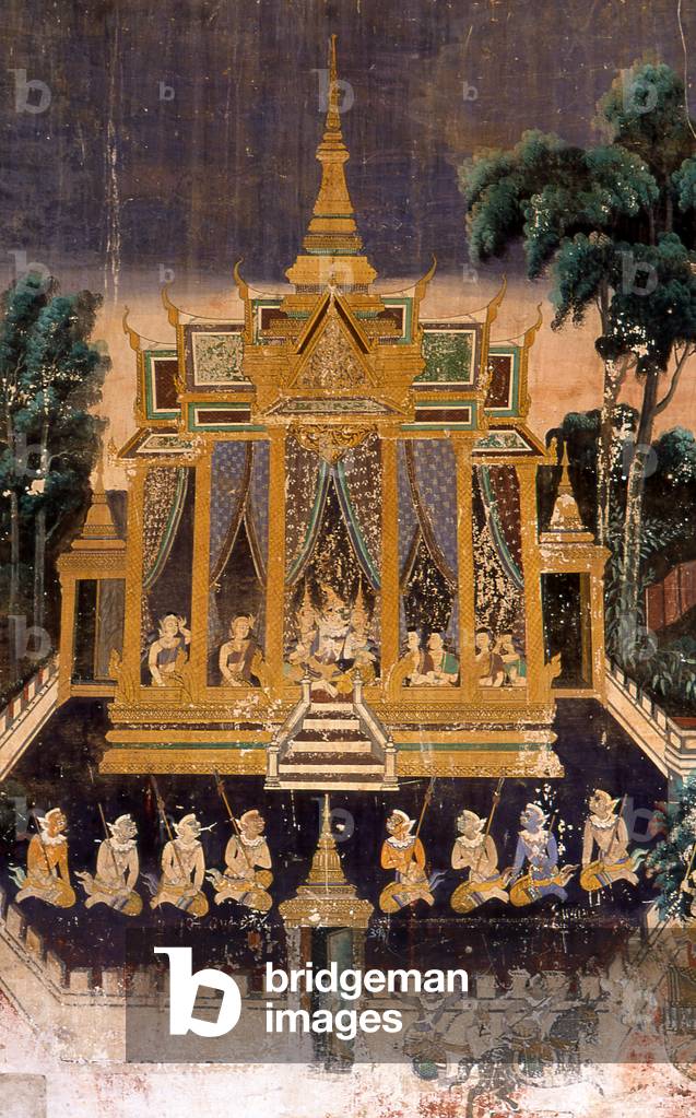 Cambodia: The Reamker (Ramayana) Frescoes in the gallery surrounding the Silver Pagoda compound, Royal Palace and Silver Pagoda, Phnom Penh