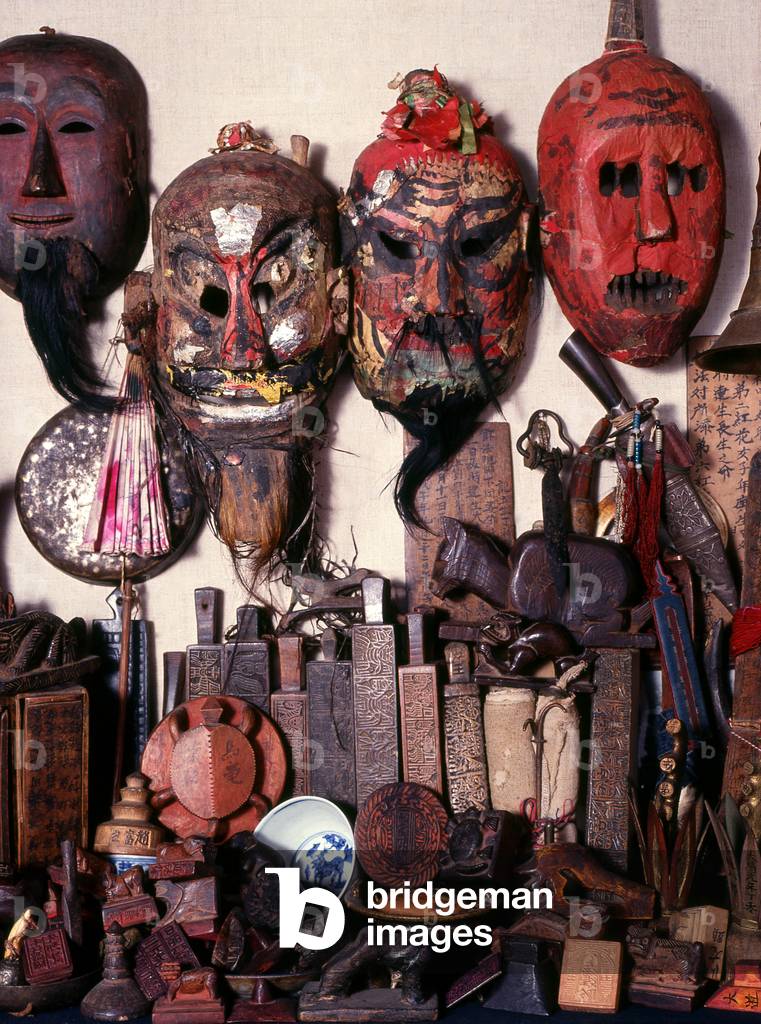 Thailand / China: Yao shaman's masks and other shaman paraphernalia from northern Thailand