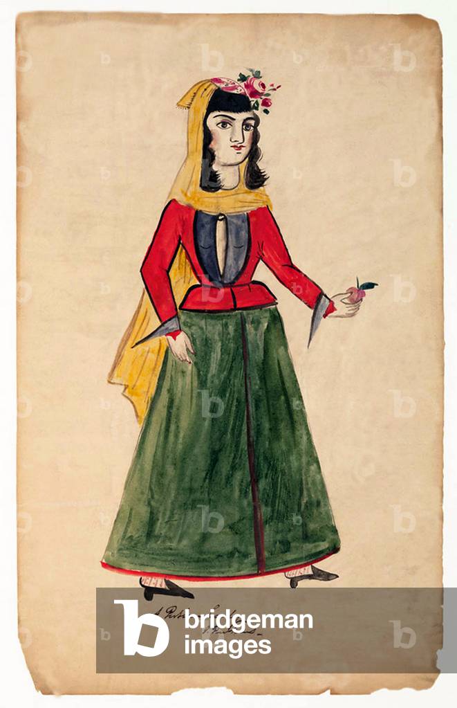 Iran: 'A Persian lady', sketch and watercolour by Justin Perkins, Urmia (1839)