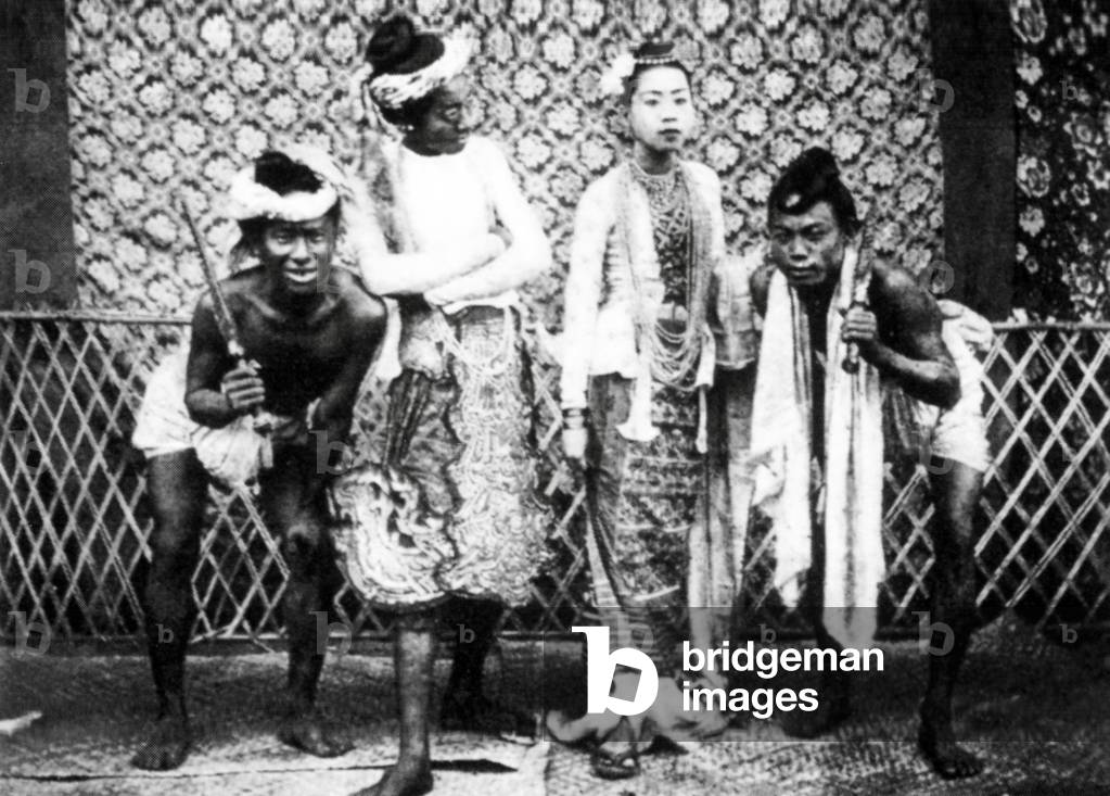 Burma: Theatre actors, c.1892-96.